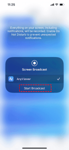 Simply tap "Start Broadcast.